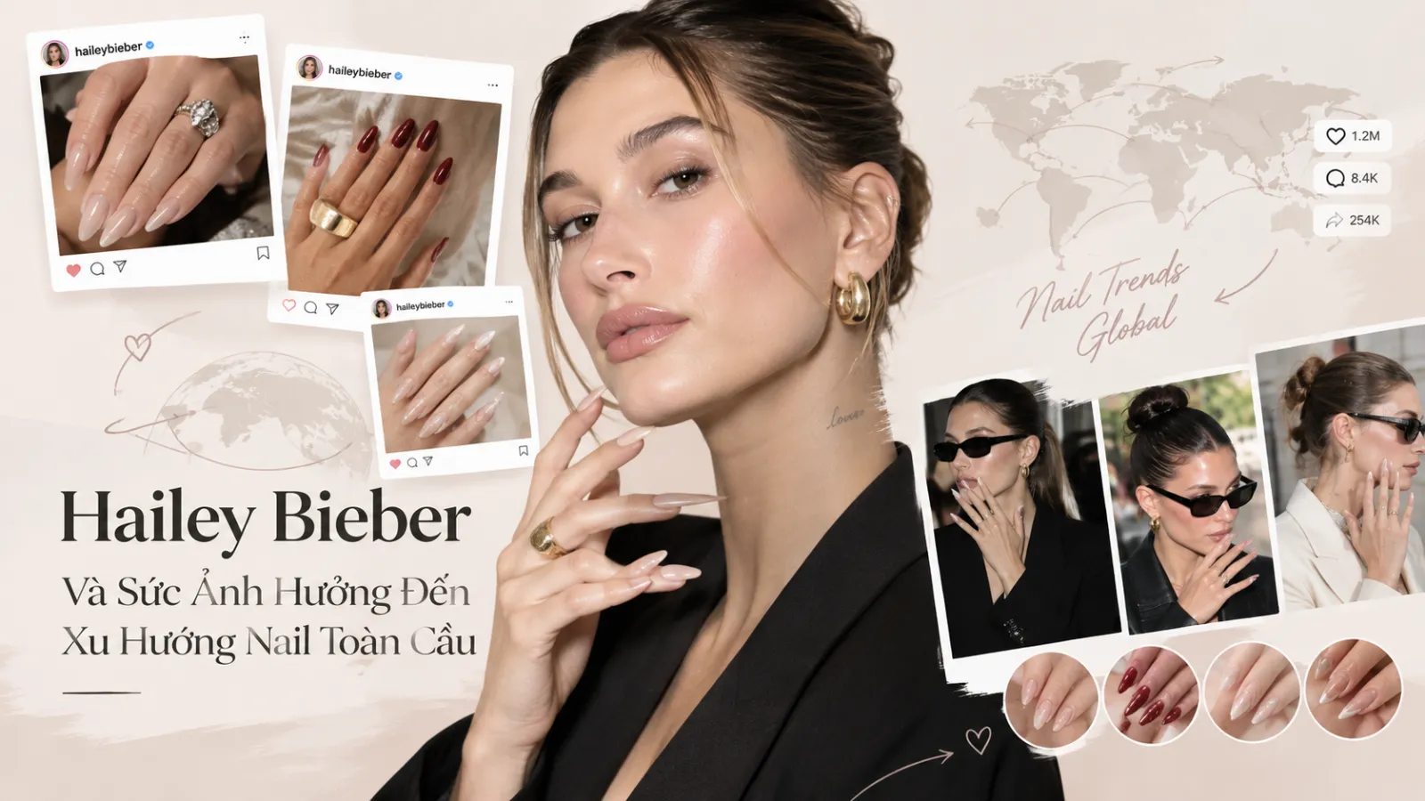 Hailey Bieber Và Loạt Xu Hướng Nail Cô "Chạm Vào Là Hot"